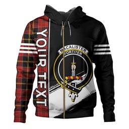 ScotsTee Shop Scottish MacAlister of Skye Modern Clan Crest Tartan Hoodie Quarter Personalized