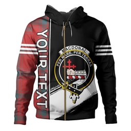 ScotsTee Shop Scottish MacDonald of Sleat (Donald Lord MacDonald) Weathered Clan Crest Tartan Hoodie Quarter Personalized
