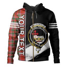 ScotsTee Shop Scottish MacDonald of Lochmaddy (Donald of Loch Mhaddy) Anceint Clan Crest Tartan Hoodie Quarter Personalized