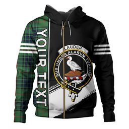 ScotsTee Shop Scottish Lauder Modern Clan Crest Tartan Hoodie Quarter Personalized