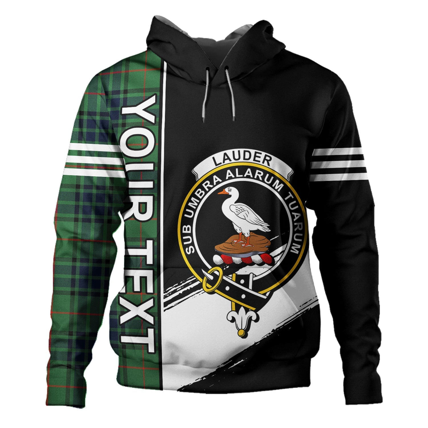 ScotsTee Shop Scottish Lauder Modern Clan Crest Tartan Hoodie Quarter Personalized