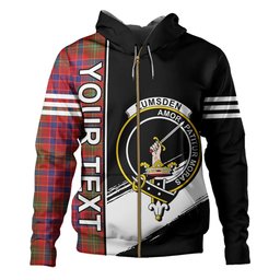 ScotsTee Shop Scottish Lumsden Modern Clan Crest Tartan Hoodie Quarter Personalized