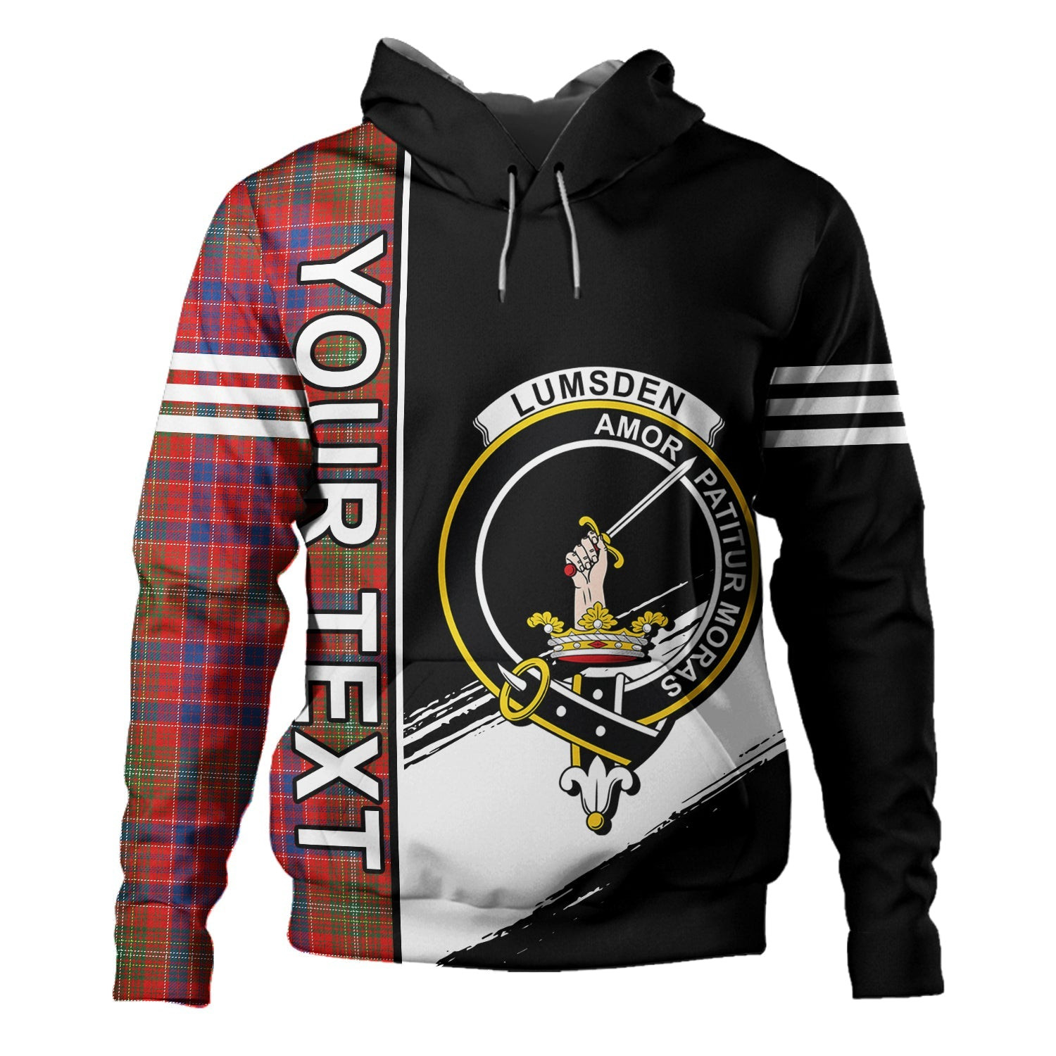 ScotsTee Shop Scottish Lumsden Modern Clan Crest Tartan Hoodie Quarter Personalized