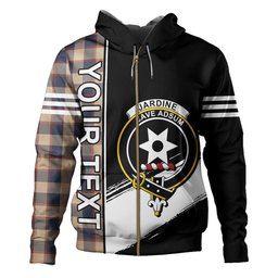 ScotsTee Shop Scottish Jardine of Castlemilk Weathered Clan Crest Tartan Hoodie Quarter Personalized
