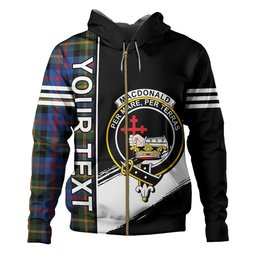 ScotsTee Shop Scottish MacDonald of Borrodale (Donald Borrodale Historic) Modern Clan Crest Tartan Hoodie Quarter Personalized