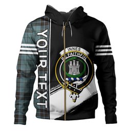ScotsTee Shop Scottish Innes (Georgina) Weathered Clan Crest Tartan Hoodie Quarter Personalized