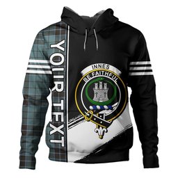 ScotsTee Shop Scottish Innes (Georgina) Weathered Clan Crest Tartan Hoodie Quarter Personalized