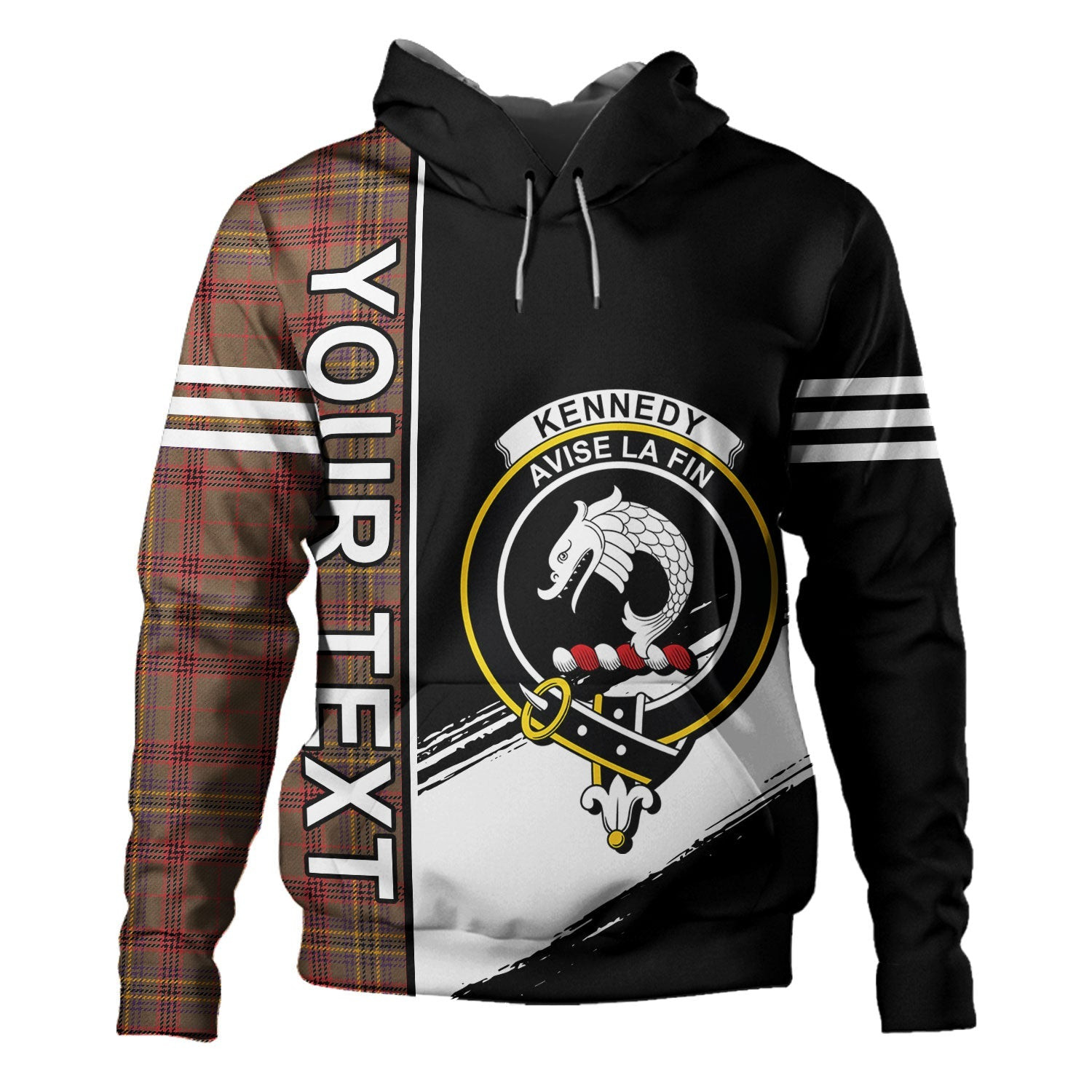 ScotsTee Shop Scottish Kennedy Weathered Clan Crest Tartan Hoodie Quarter Personalized
