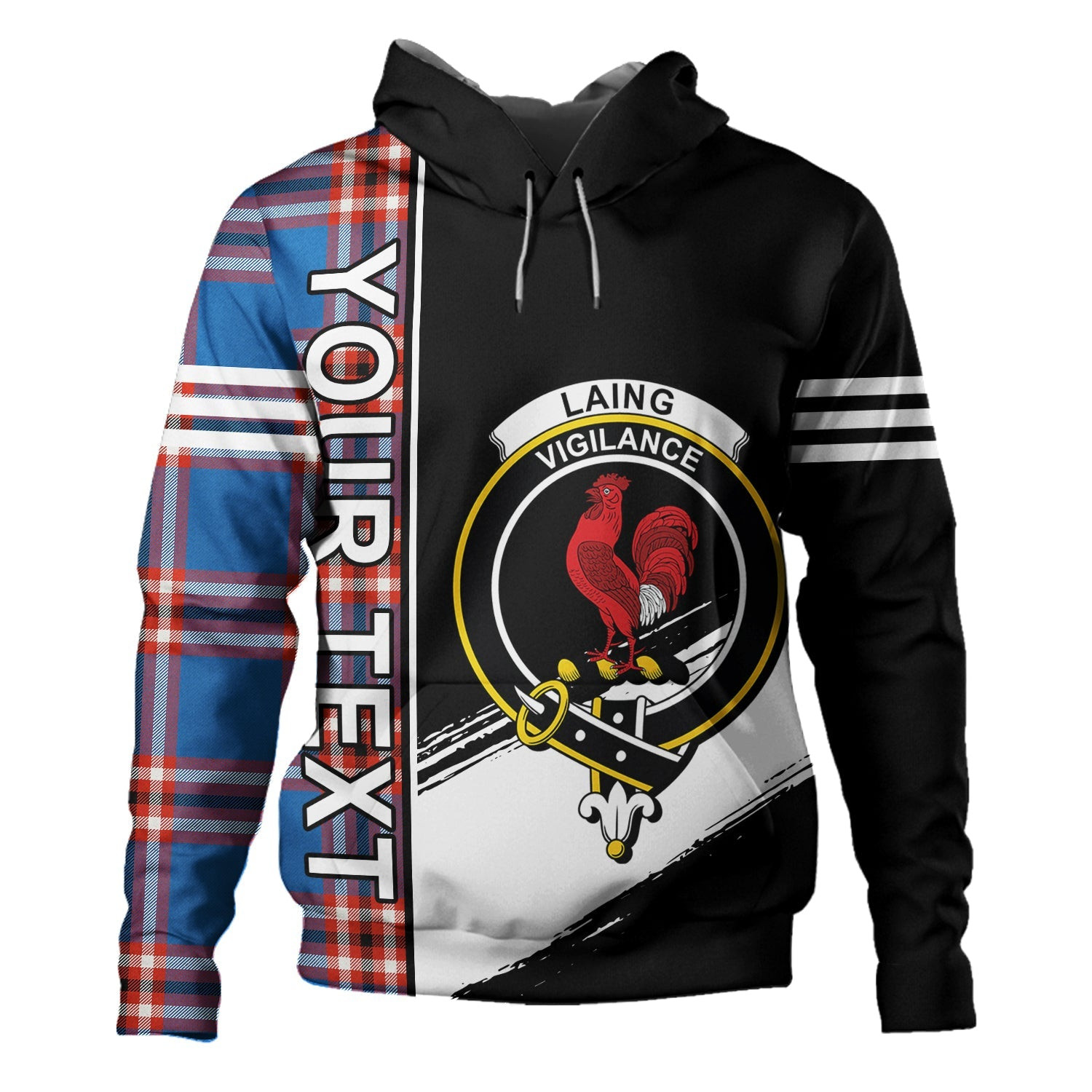 ScotsTee Shop Scottish Laing of Archiestown (Lang of Archiestown) Ancient Clan Crest Tartan Hoodie Quarter Personalized