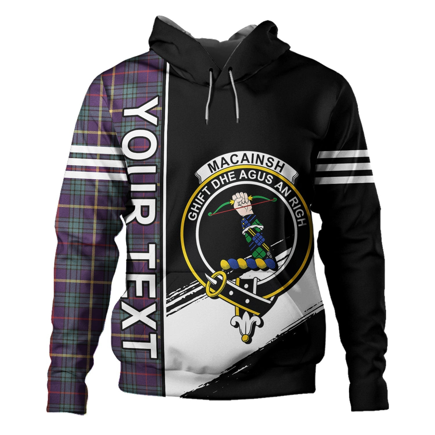 ScotsTee Shop Scottish MacAinsh Weathered Clan Crest Tartan Hoodie Quarter Personalized