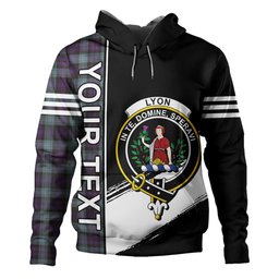 ScotsTee Shop Scottish Lyon ((Liall Lyall Lyle) Weathered Clan Crest Tartan Hoodie Quarter Personalized
