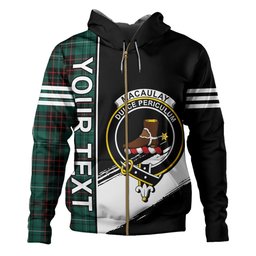 ScotsTee Shop Scottish MacAulay of Lewis Modern Clan Crest Tartan Hoodie Quarter Personalized