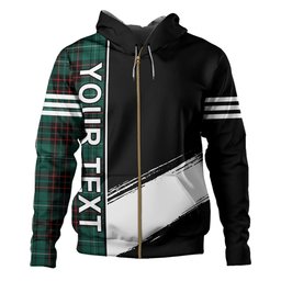 ScotsTee Shop Scottish MacAulay of Lewis Modern Clan Crest Tartan Hoodie Quarter Personalized