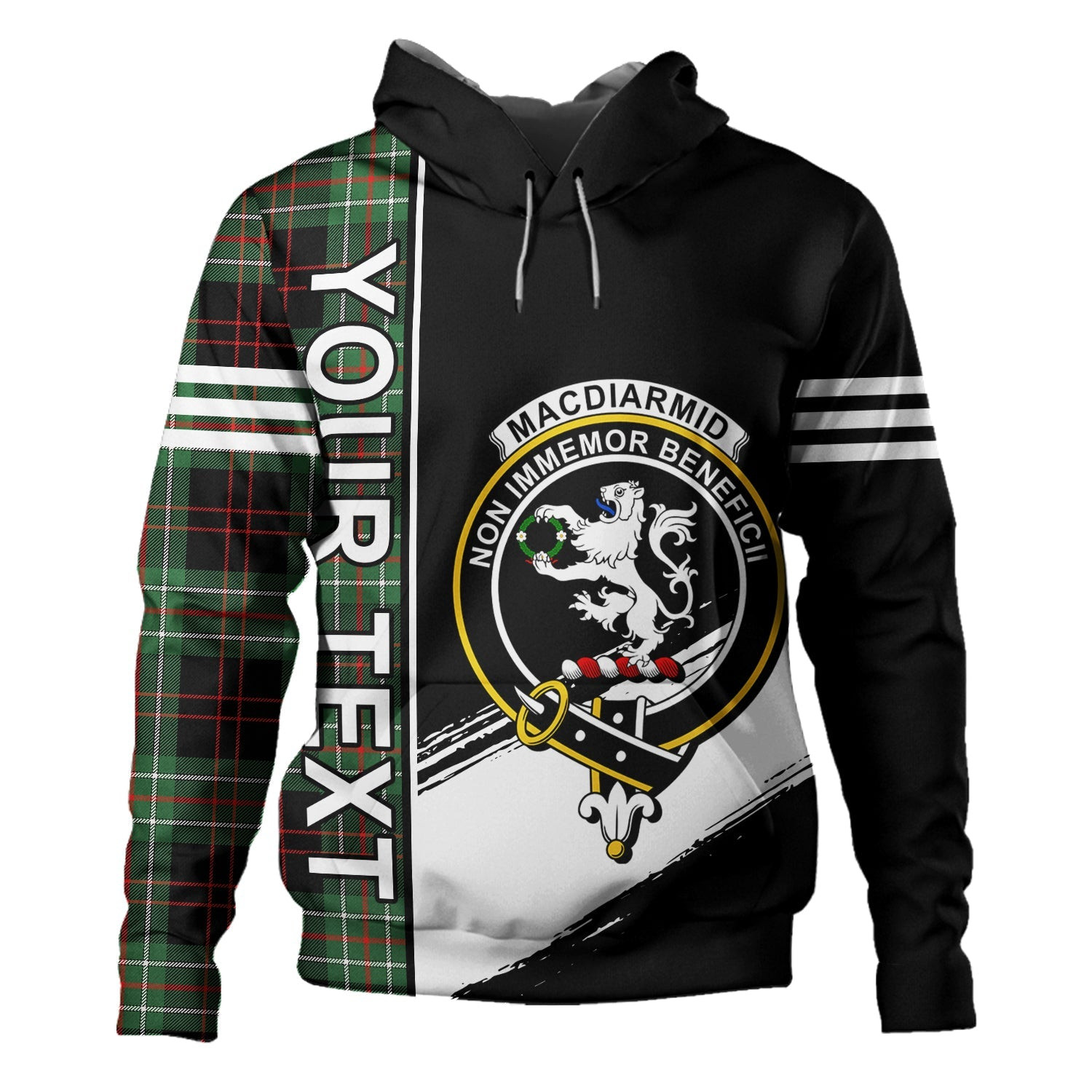 ScotsTee Shop Scottish MacDiarmid Modern Clan Crest Tartan Hoodie Quarter Personalized