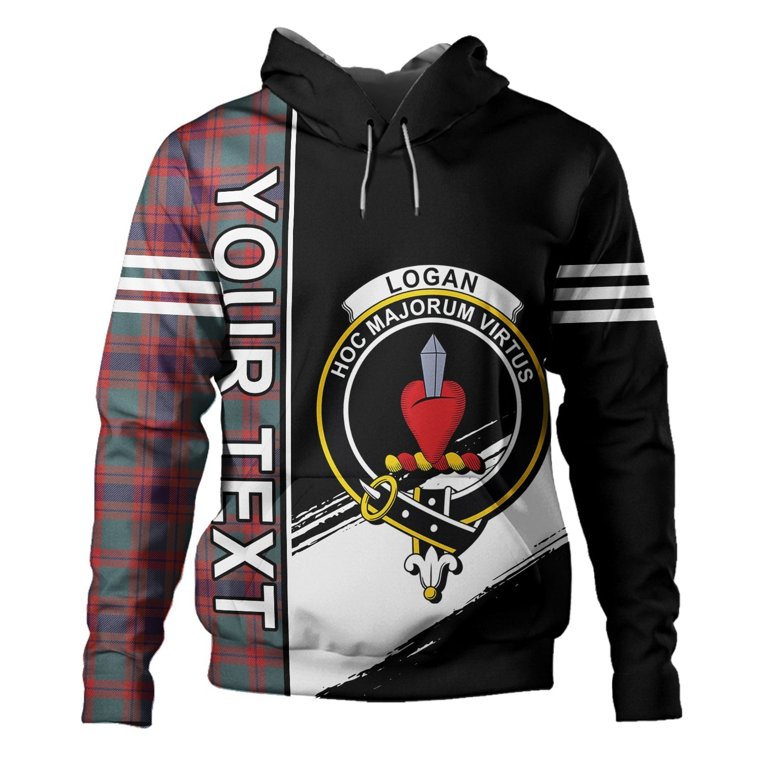 ScotsTee Shop Scottish Logan Light Weathered Clan Crest Tartan Hoodie Quarter Personalized