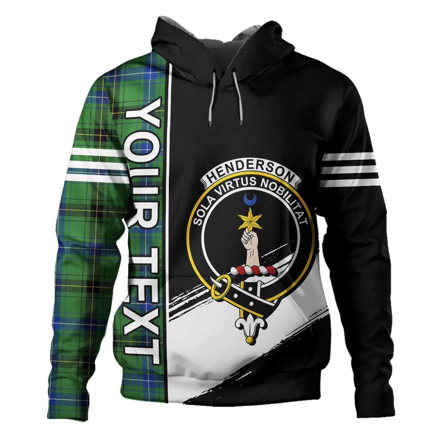 ScotsTee Shop Scottish Henderson Modern Clan Crest Tartan Hoodie Quarter Personalized