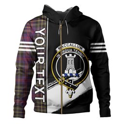 ScotsTee Shop Scottish MacCallum of Berwick Weathered Clan Crest Tartan Hoodie Quarter Personalized