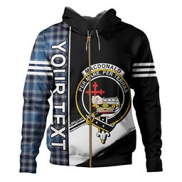 ScotsTee Shop Scottish MacDonald Lord of the Isles Hunting Blue (Donald Lord of the Isles Hunting Blue) Modern Clan Crest Tartan Hoodie Quarter Personalized
