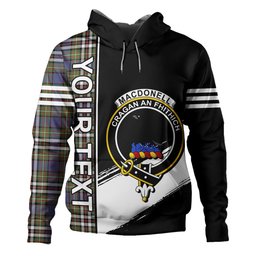 ScotsTee Shop Scottish MacDonell of Glengarry Dress Weathered Clan Crest Tartan Hoodie Quarter Personalized