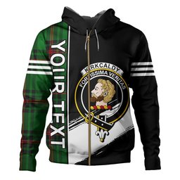 ScotsTee Shop Scottish Kirkcaldy Clan Crest Tartan Hoodie Quarter Personalized