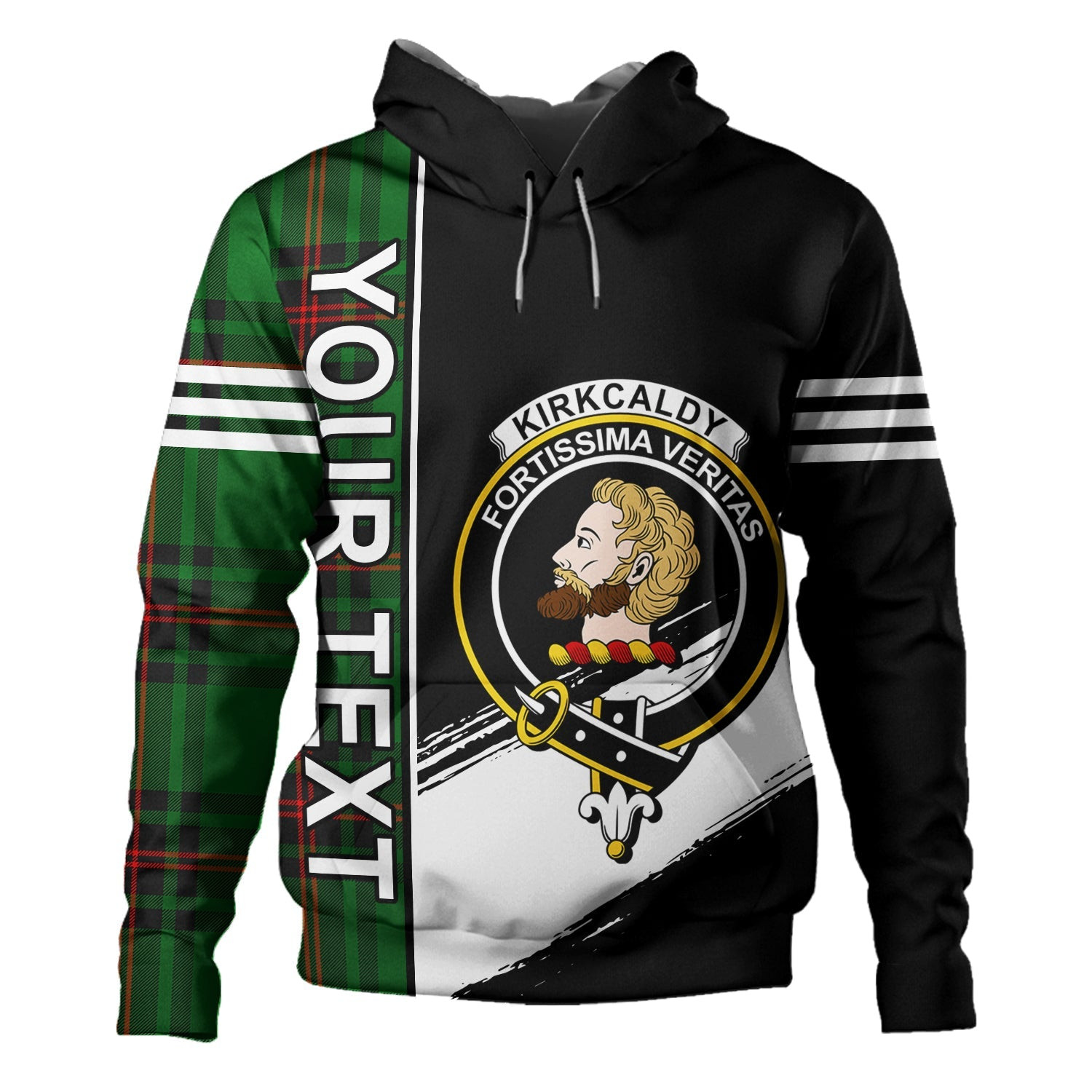 ScotsTee Shop Scottish Kirkcaldy Clan Crest Tartan Hoodie Quarter Personalized