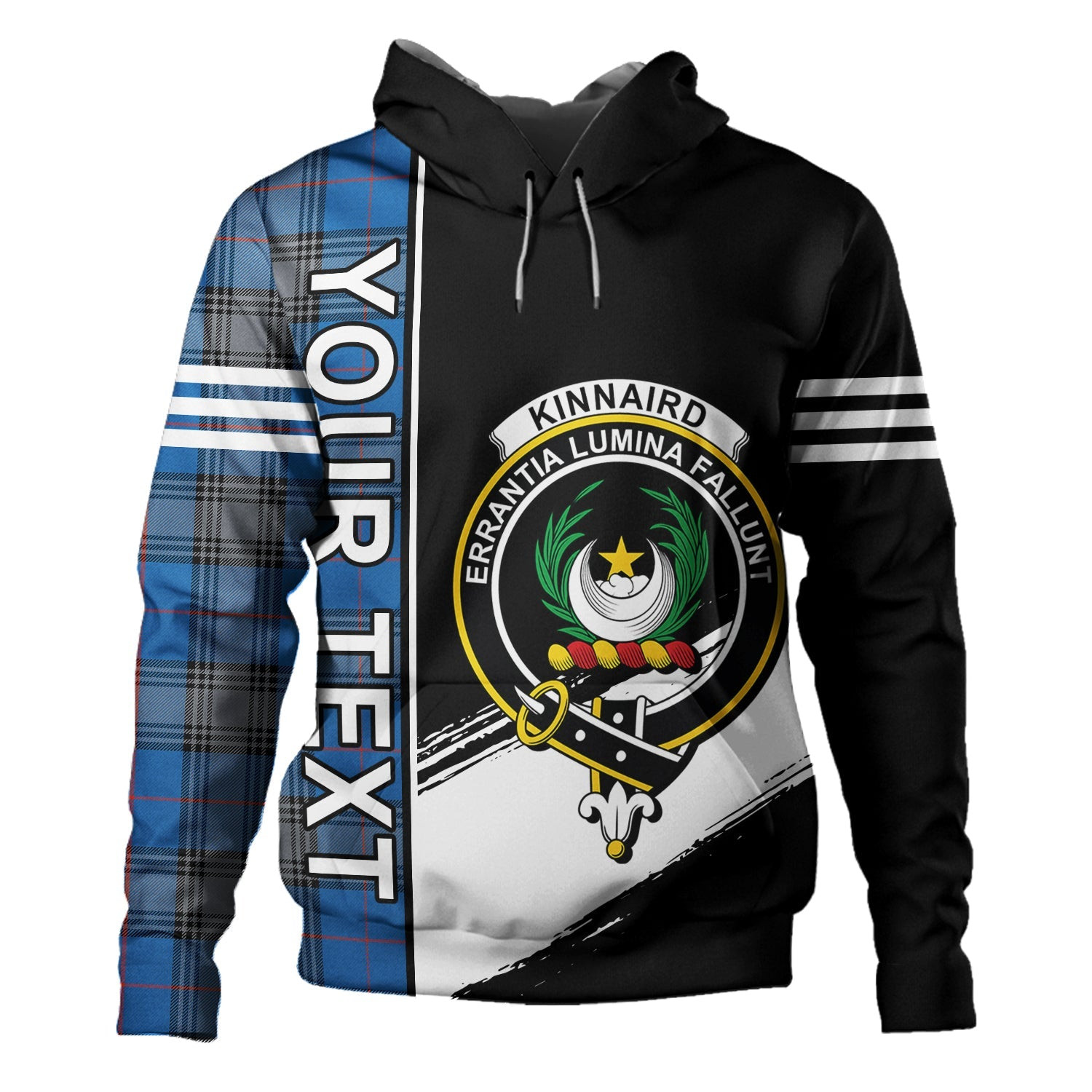 ScotsTee Shop Scottish Kinnaird Ancient Clan Crest Tartan Hoodie Quarter Personalized