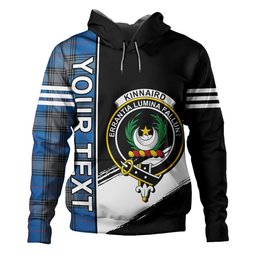 ScotsTee Shop Scottish Kinnaird Ancient Clan Crest Tartan Hoodie Quarter Personalized
