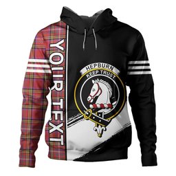 ScotsTee Shop Scottish Hepburn Weathered Clan Crest Tartan Hoodie Quarter Personalized