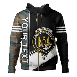 ScotsTee Shop Scottish Johnstone (Johnson) Weathered Clan Crest Tartan Hoodie Quarter Personalized
