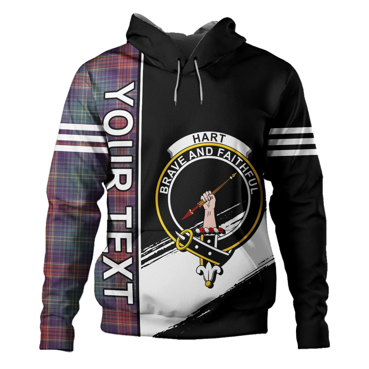 ScotsTee Shop Scottish Hart Weathered Clan Crest Tartan Hoodie Quarter Personalized