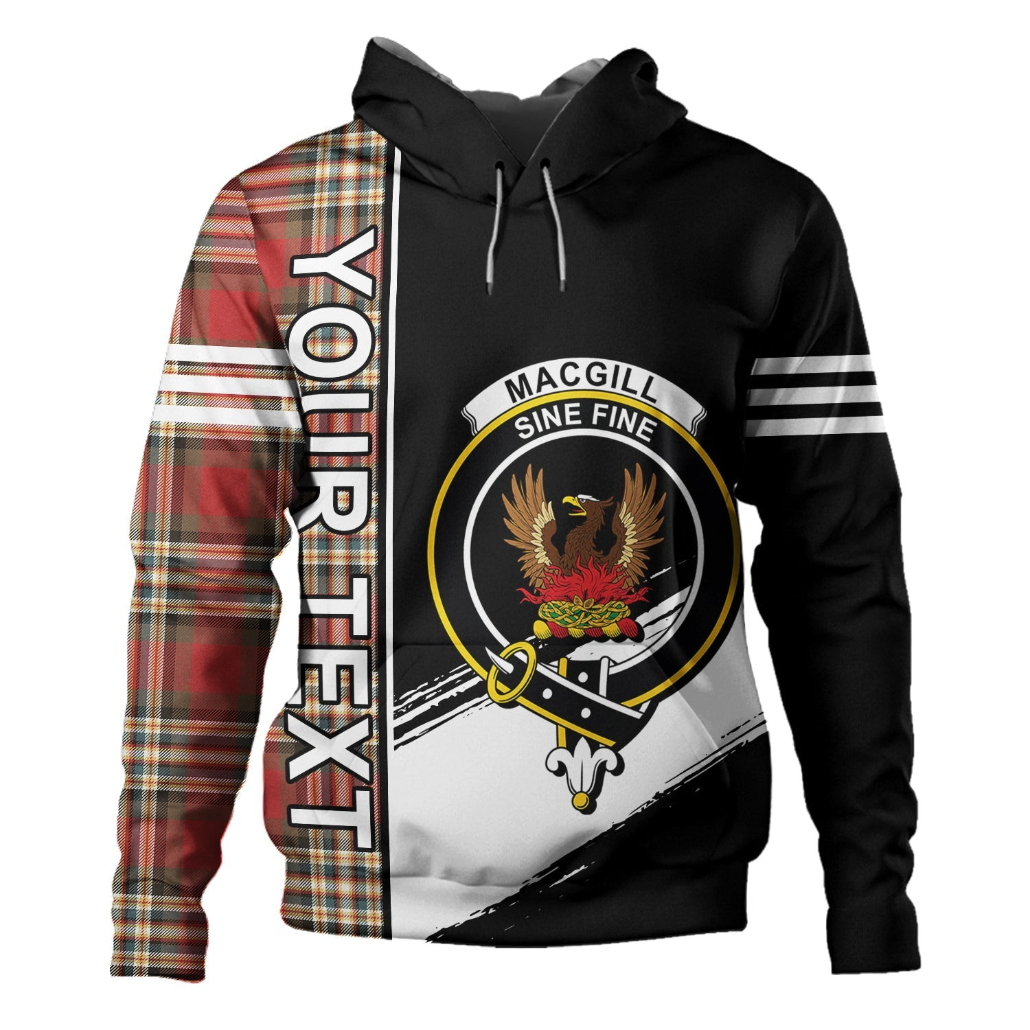 ScotsTee Shop Scottish MacGill Weathered Clan Crest Tartan Hoodie Quarter Personalized