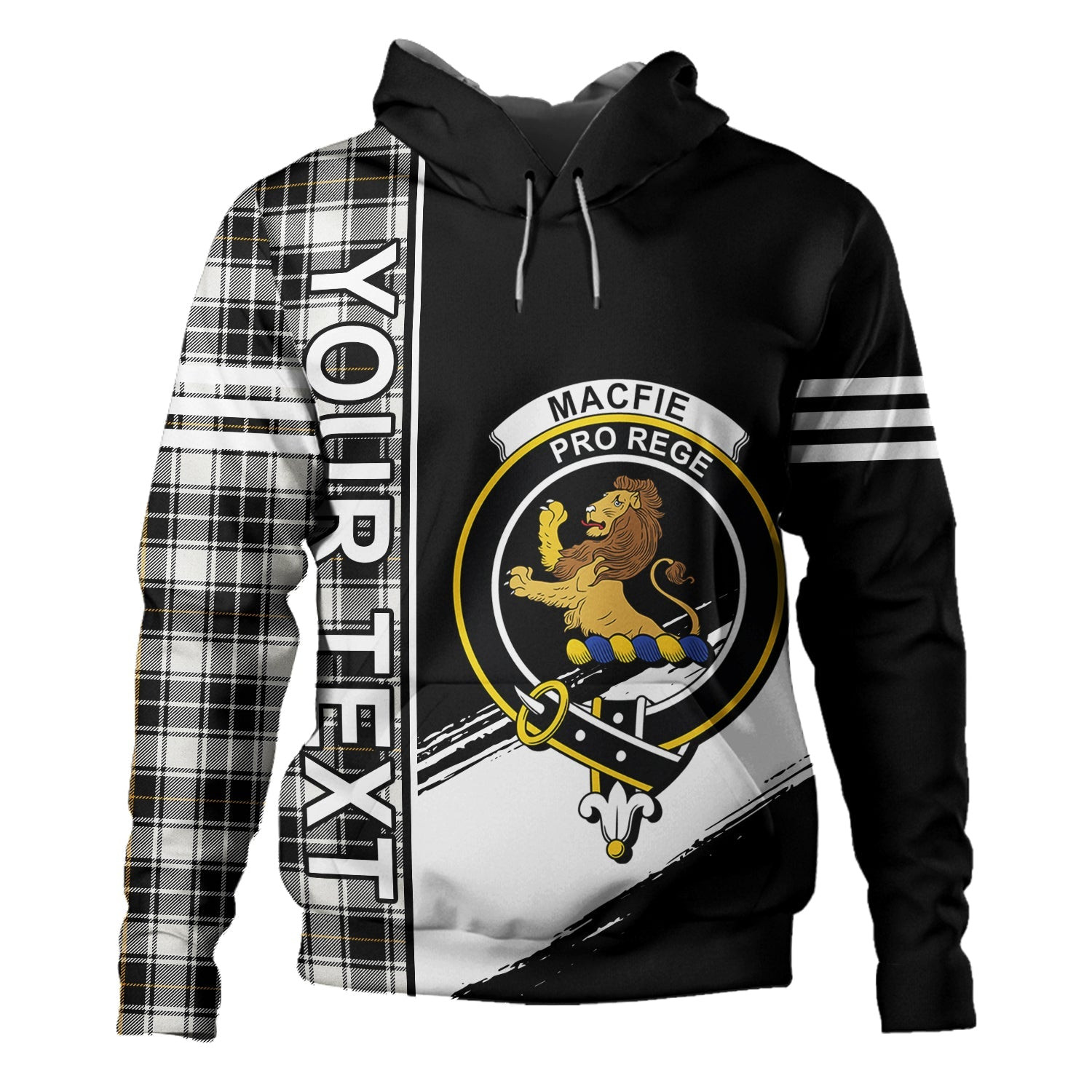 ScotsTee Shop Scottish MacFie of Colonsay Dress (MacPhee of Colonsay Dress) Ancient Clan Crest Tartan Hoodie Quarter Personalized