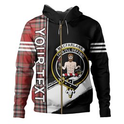 ScotsTee Shop Scottish MacFarlane Red Weathered Clan Crest Tartan Hoodie Quarter Personalized