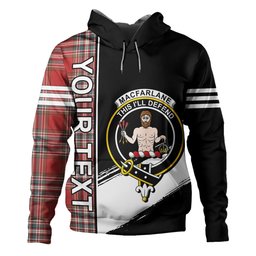 ScotsTee Shop Scottish MacFarlane Red Weathered Clan Crest Tartan Hoodie Quarter Personalized