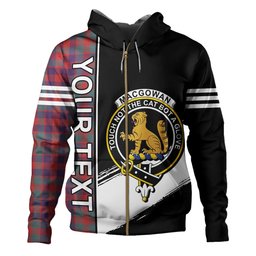 ScotsTee Shop Scottish MacGowan (Gow) Weathered Clan Crest Tartan Hoodie Quarter Personalized