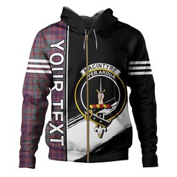 ScotsTee Shop Scottish MacIntyre of Glenorchy Weathered Clan Crest Tartan Hoodie Quarter Personalized
