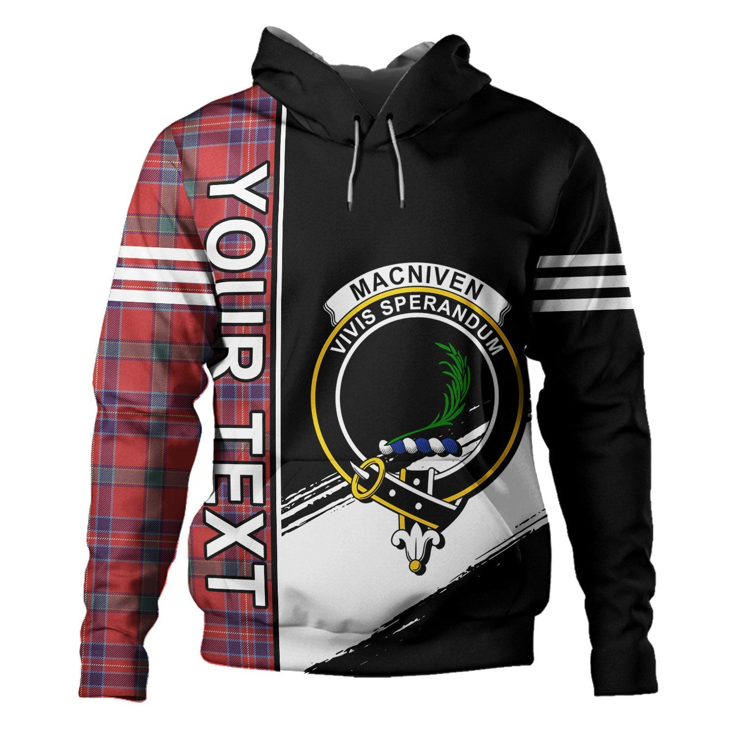 ScotsTee Shop Scottish MacNiven Weathered Clan Crest Tartan Hoodie Quarter Personalized