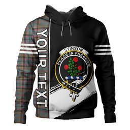 ScotsTee Shop Scottish Stinson (Stephenson Stevenson) Weathered Clan Crest Tartan Hoodie Quarter Personalized