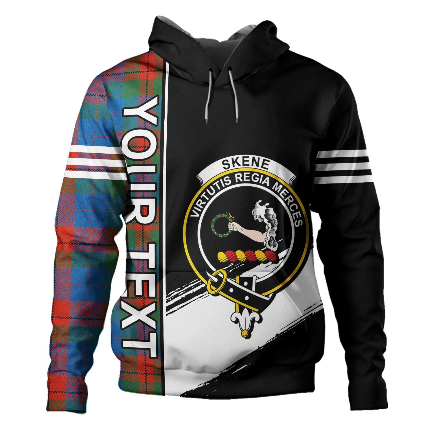 ScotsTee Shop Scottish Skene of Cromar Ancient Clan Crest Tartan Hoodie Quarter Personalized