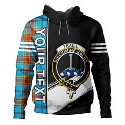 ScotsTee Shop Scottish Traill (Trayle) Weathered Clan Crest Tartan Hoodie Quarter Personalized