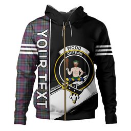 ScotsTee Shop Scottish Wood Weathered Clan Crest Tartan Hoodie Quarter Personalized