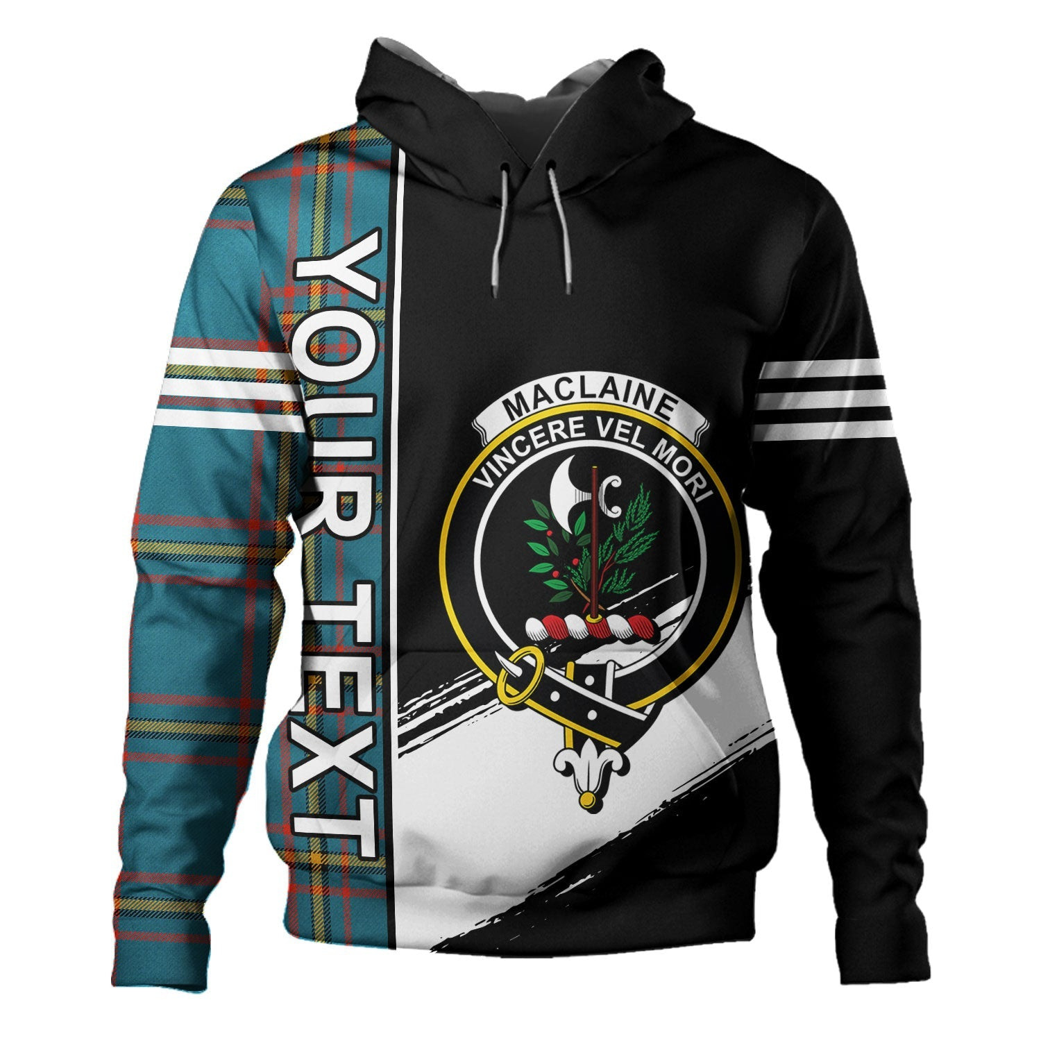 ScotsTee Shop Scottish MacLaine of LochBuie Hunting (MacLaine) Ancient Clan Crest Tartan Hoodie Quarter Personalized