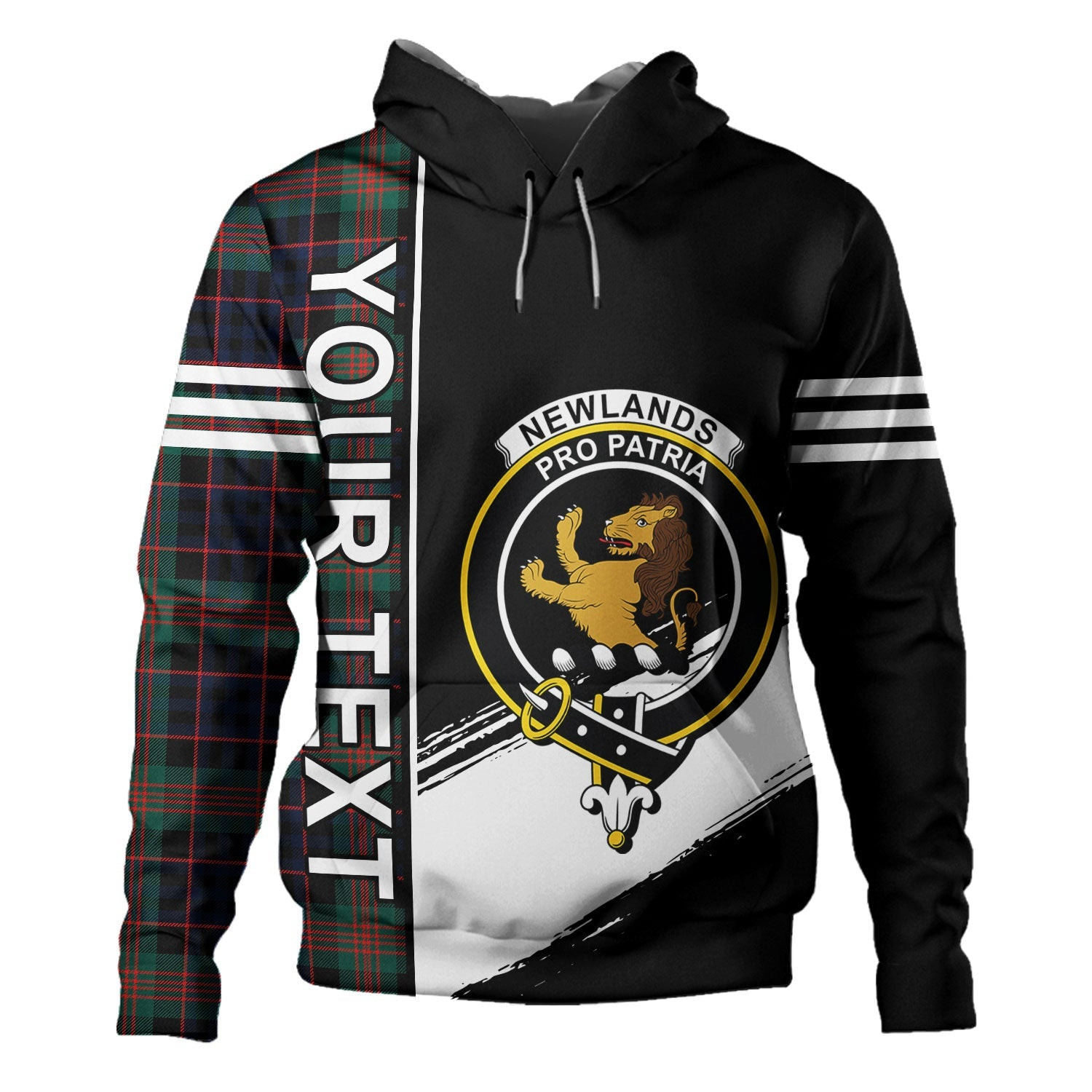 ScotsTee Shop Scottish Newlands (Walker Newlands) Modern Clan Crest Tartan Hoodie Quarter Personalized