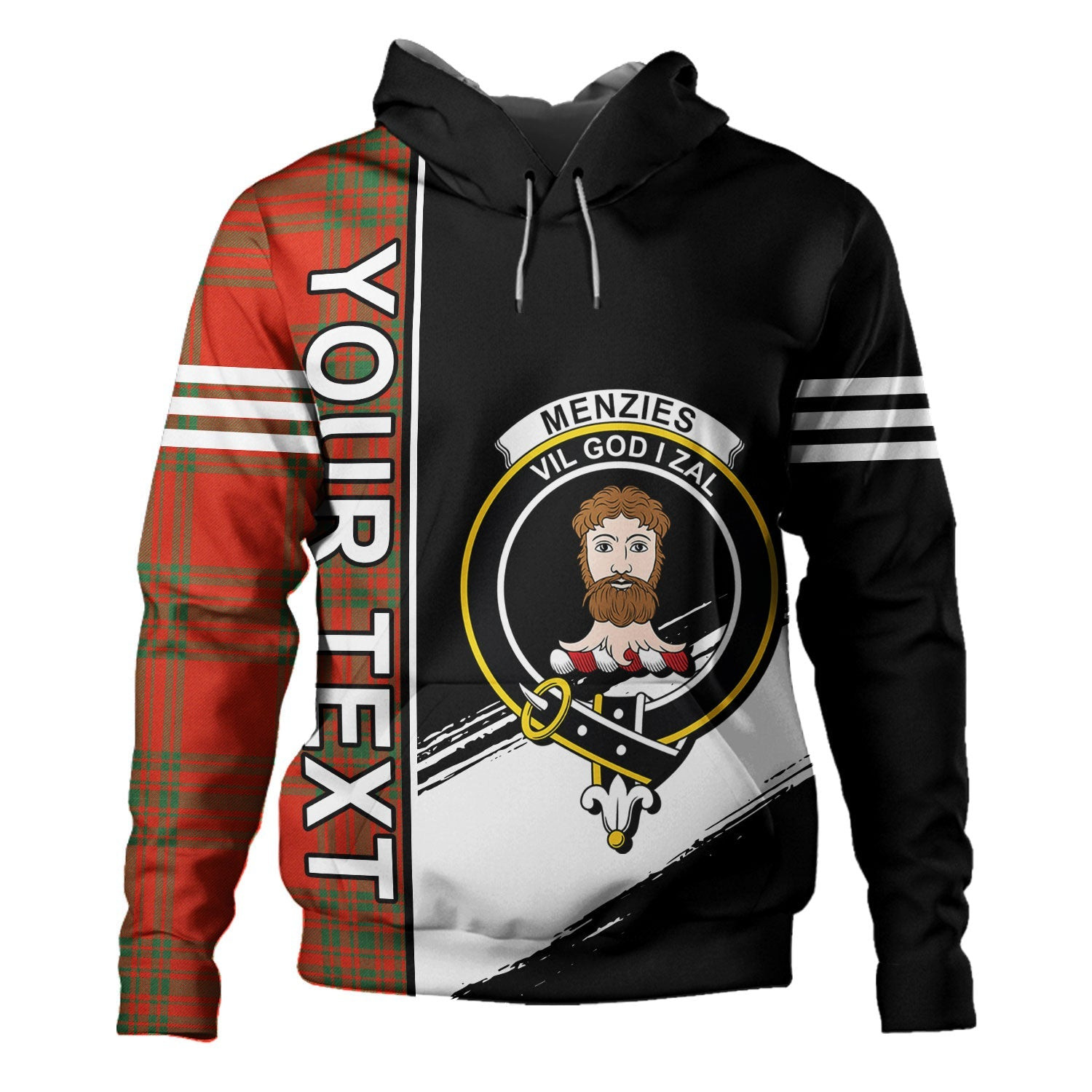 ScotsTee Shop Scottish Menzies Ancient Clan Crest Tartan Hoodie Quarter Personalized