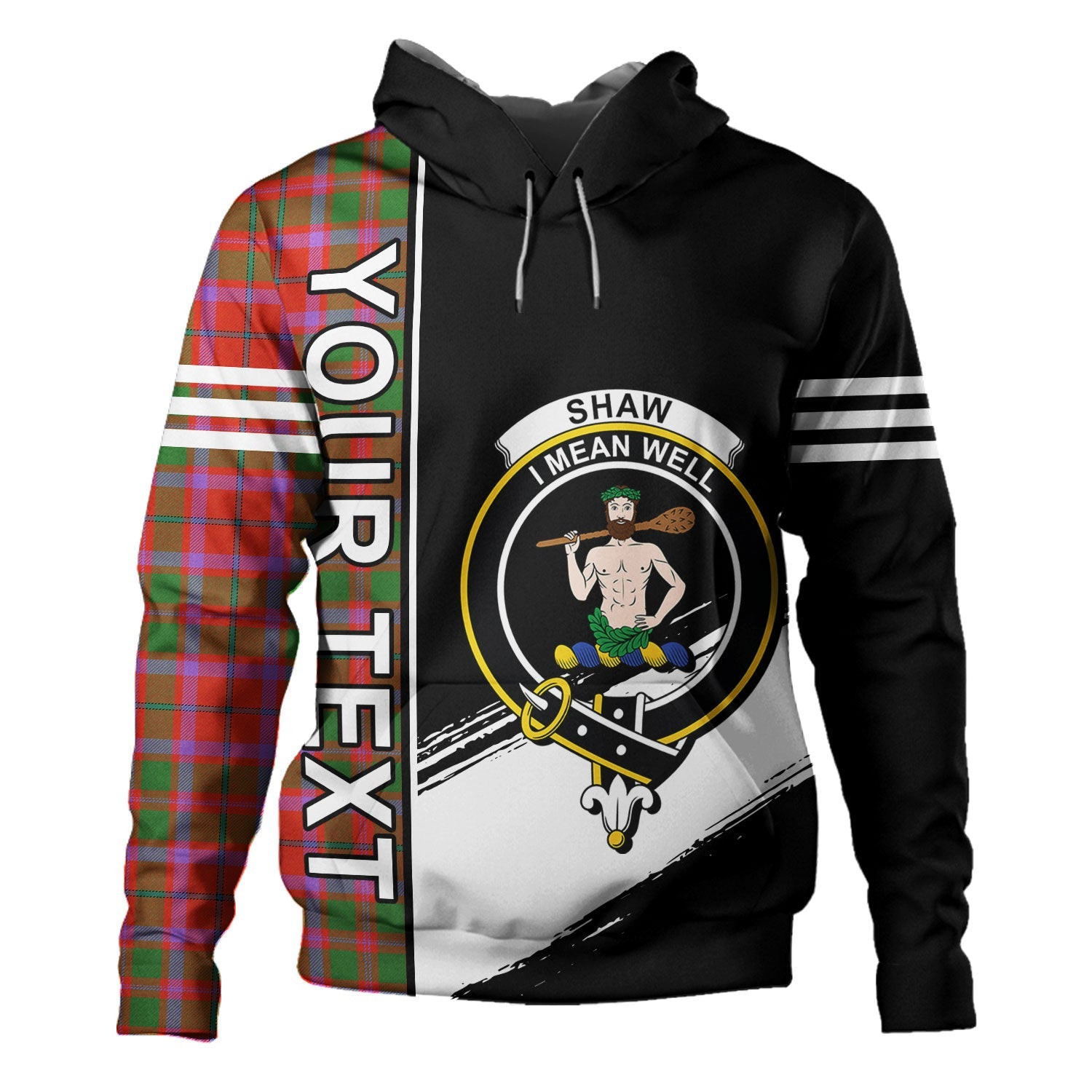 ScotsTee Shop Scottish Shaw of Tordarroch Ancient Clan Crest Tartan Hoodie Quarter Personalized