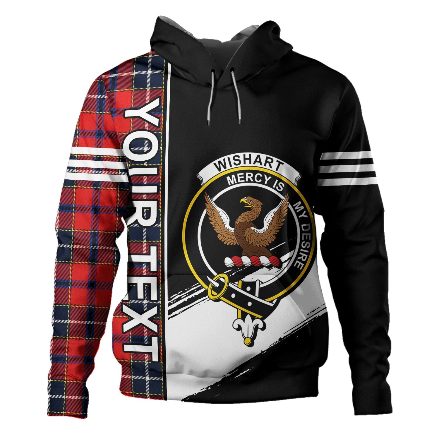 ScotsTee Shop Scottish Wishart Dress Modern Clan Crest Tartan Hoodie Quarter Personalized