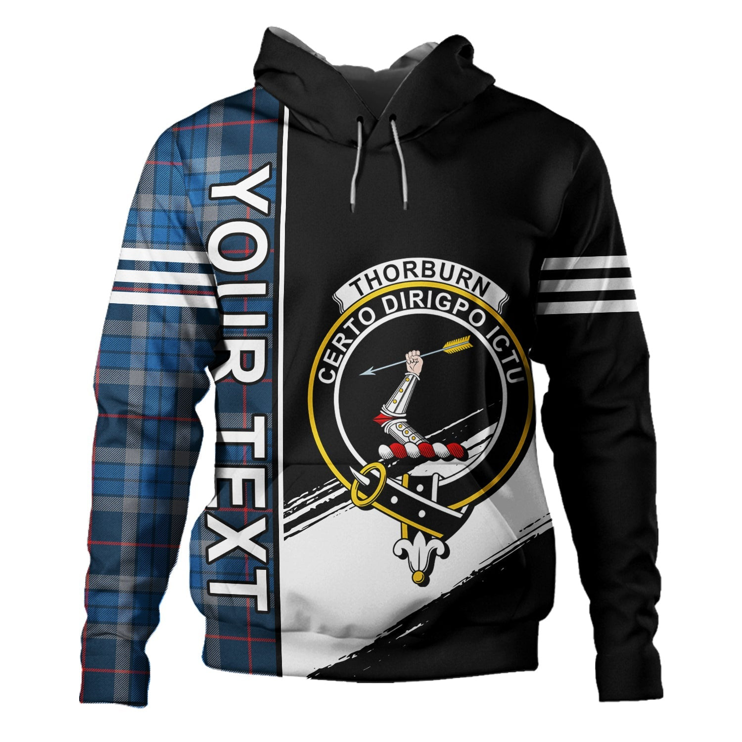 ScotsTee Shop Scottish Thorburn (Thurburn) Modern Clan Crest Tartan Hoodie Quarter Personalized