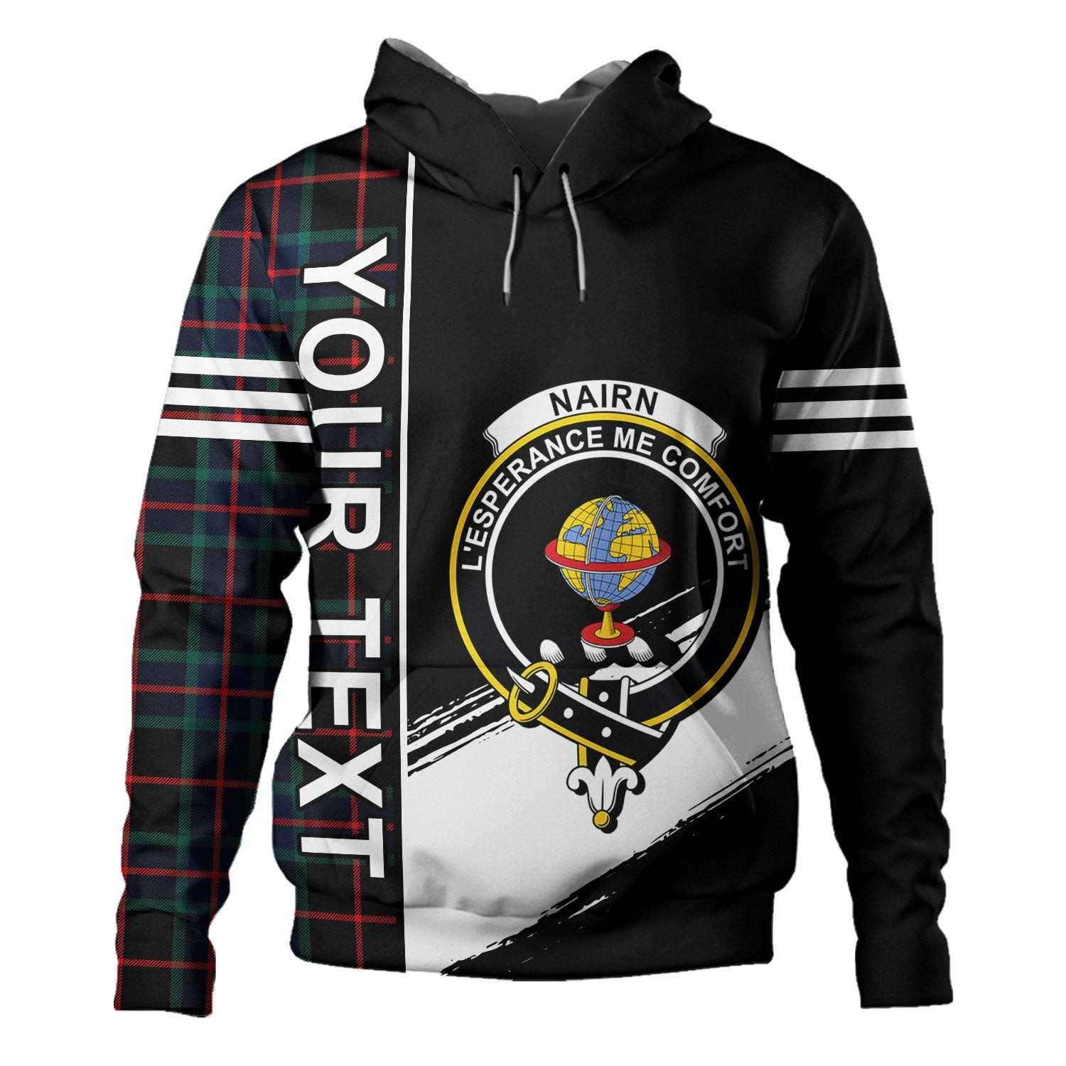 ScotsTee Shop Scottish Nairn Modern Clan Crest Tartan Hoodie Quarter Personalized