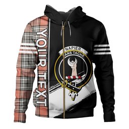 ScotsTee Shop Scottish Napier Rose Weathered Clan Crest Tartan Hoodie Quarter Personalized