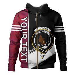 ScotsTee Shop Scottish Stirling of Keir Modern Clan Crest Tartan Hoodie Quarter Personalized